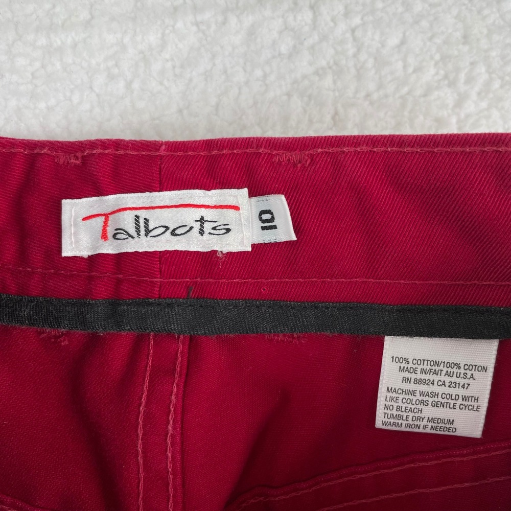 Vintage Talbots Red High Waisted Cotton Tapered Pants USA Made Womens 10 - Picture 7 of 11